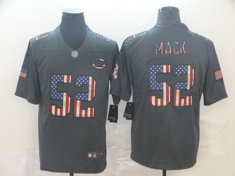 Men Chicago Bears #52 Mack Carbon Black Retro USA flag Nike NFL Jerseys->new england patriots->NFL Jersey